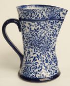 Royal Doulton blue and white jug of waisted form, H26cm