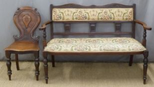 Edwardian salon sofa and Victorian mahogany shield back hall chair