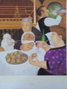 Beryl Cook signed print 'Living in Paris' with blind stamp lower left and signed in pencil lower