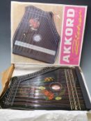 Akkord 'Musima' chord zither, German made with 6 chords, 68 strings and black lacquered finish