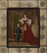 19th century portrait miniature of a lady with her son, indistinctly signed lower left possibly X