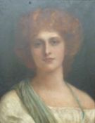 Attributed to John Hanson Walker (1844-1933) oil on canvas 'Elsie' pretty lady in white dress with
