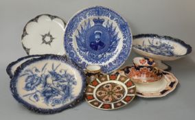 1911 George V Coronation plate by Kepple, Bristol, together with sundry ceramics including a Crown