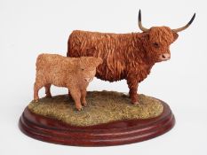 Border Fine Arts Highland cow and calf, H14cm