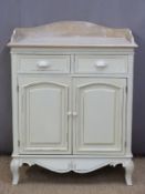 Shabby chic painted dresser base with two drawers above cupboards, W80 x D39 x H100cm