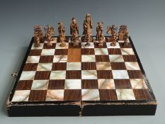 Chinese figural chess set in fitted case