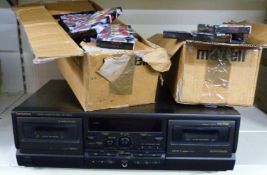 Technics RS-TR474 double auto reverse cassette deck with auto calibration, together with a large