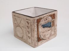 Troika cube vase with HH initial to base, H8cm