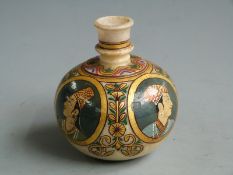 Indian hand decorated alabaster scent bottle, H8cm