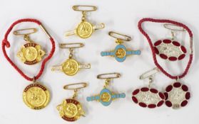 Ten 1920s Sandown horse racing enamel badges, each with member's number to rear, comprising 1926 x