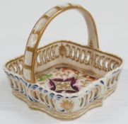 Crown Derby porcelain pierced basket, H9cm