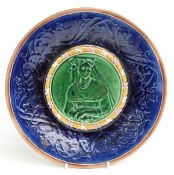19th century French Majolica plaque impressed JRL verso, diameter 22cm