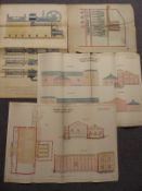 Four early 20th century coloured architctural and engineering drawings relating to the Alexandra