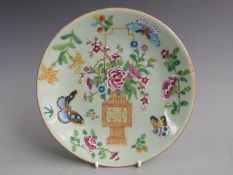 A 19thC Chinese enamelled plate, diameter 20cm
