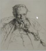 Hubert Andrew Freeth signed engraving portrait of G E Moore, 24 x 21cm