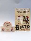 Guinness advertising clock and enamel Bisto advertising sign, 52 x 36cm