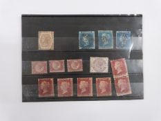 A stockcard of Victorian GB stamps including 1872-3 6d chestnut mint plate 11, 1841 2d blue used x
