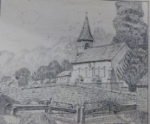 Three early 20th century views of Chalford, Stroud, Gloucestershire comprising pen and ink view of