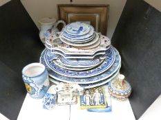 Continental ceramics including Quimper, Delft plaques, chargers and plates