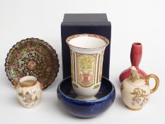 Royal Worcester blush ivory items, Versailles pattern boxed vase, Royal Doulton Bowl, Wardle vase