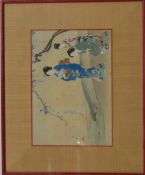 A 19thC Japanese woodblock print, 22 x 32cm