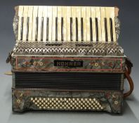 Hohner Tango II German 80 bass piano accordion, c1930s, in grey pearloid finish with diamante and