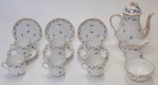 Herend porcelain coffee service in the Cornflower pattern, marked to base PBG, 15 pieces