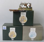 Three Lilliput Lane Beatrix Potter models including Hilltop, Tabitha Twitchet's and Tower Bank Arms