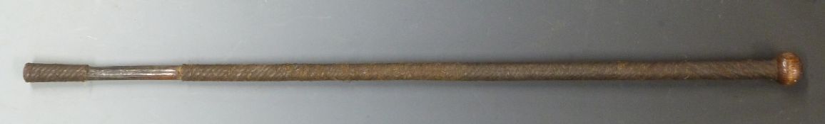 A 19thC African tribal knobkerrie with braided wire decoration, L75cm