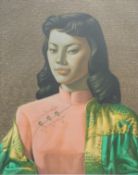 Tretchikoff retro/kitsch print of an oriental lady, 60 x 50cm