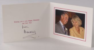 HRH Prince Charles and Camilla photographic Christmas card depicting the couple, signed /