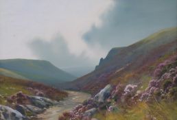 Reginald Daniel Sherrin (British 1891-1971) watercolour/gouache on board coastal path with