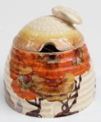 Clarice Cliff Newport Pottery honey pot with bee finial, H8cm