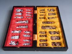 A 19th century turned and carved bone chess set, height of tallest piece 10cm, all but one pawn