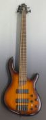 Cort Bartolini MK1 5 string electric bass guitar in lacquered antique wood finish, serial no B5
