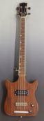 Teak bodied electric bass guitar, Japanese made, with steel adjustable neck, serial no 0082837