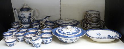 Royal Doulton dinner and tea ware decorated in the Booths Real Old Willow pattern, approximately