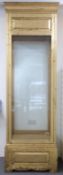 Ex Superdry tall glazed display cabinet or shopfitting / haberdashery cabinet, with panelled