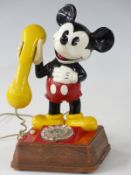 Vintage Mickey Mouse telephone marked to underside Post Office property T.S.R. 1001A EET 79/2,