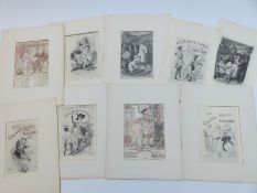 Eight Martin van Maele and similar prints of erotic etchings including La Grande Danse Macabre des