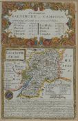 Four antique maps including Robert Morden County of Monmouth 37 x 44cm, pair of road maps