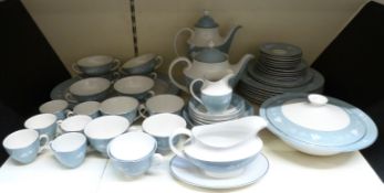 Royal Doulton dinner and teaware decorated in the Reflection pattern, mostly six place settings,