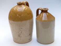 Cider flagon impressed Wm Trotman, Tewkesbury, together with a further example, H39cm