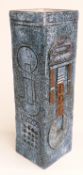 Troika vase with geometric design, Troika Cornwall and initials SK to base, H22cm