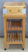Butcher's block on wheeled stand W43 x D43 x H91cm