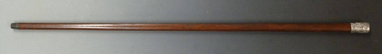 Chinese silver knopped walking cane by Wang Hing, L88cm