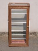 An oak framed glazed table top display cabinet with four adjustable glass shelves, H 76 x W 37 x D