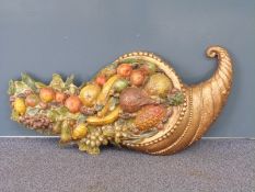 Vintage moulded model of fruit in a cornucopia, believed ex greengrocers or similar shop display