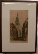 Two Edward Sharland (1884-1967) signed coloured etchings, one High Street, Bristol the other Wine