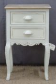 Shabby chic bedside chest of two drawers, W40.5 x D31 x H67cm